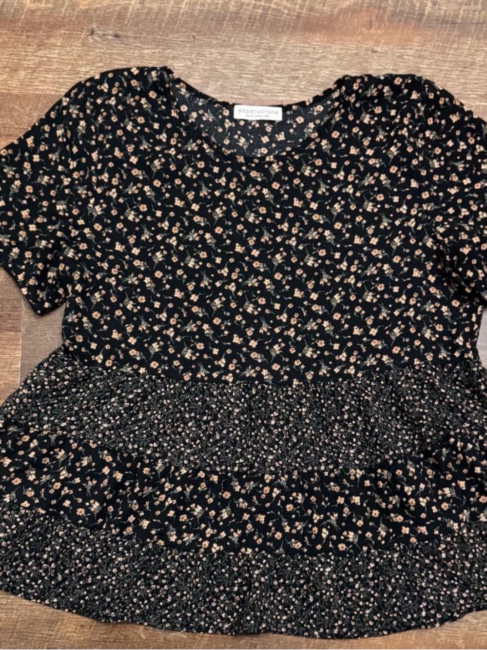 Paper Crane Black Floral Top